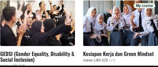 Sorotan “Kursus yang tersedia” — kartu berlabel My course menandakan kursus Anda
