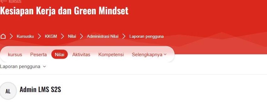 Halaman “Laporan pengguna” — hanya menampilkan nilai milik akun Anda sendiri